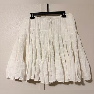 Free People Woman’s White Stainless XL Flowy Layered Skirt W/ Elastic Waist